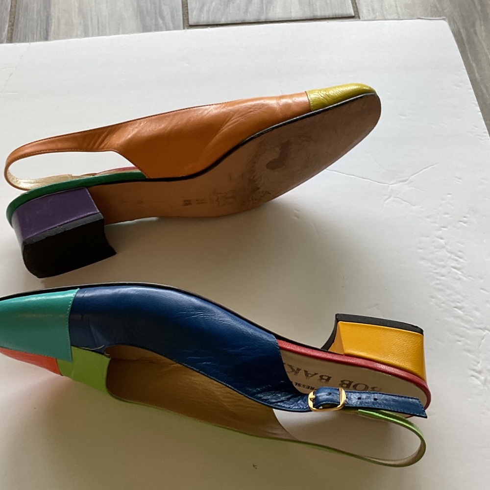 Colorful Patchwork Slingback Pumps - image 2